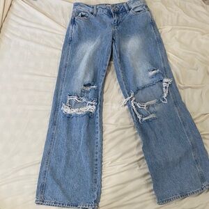 PacSun Light Blue Distressed Flare Jeans